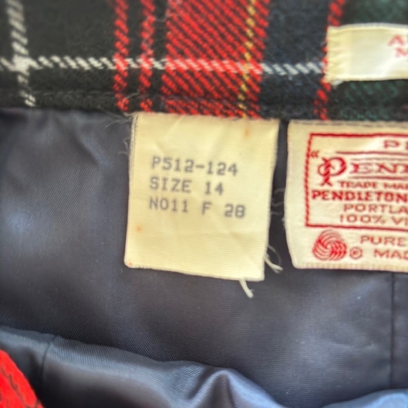 VTG Pendleton Skirt Tartan Plaid Wool Midi 14P Lined Pleaded Pockets Made in USA - Picture 6 of 13